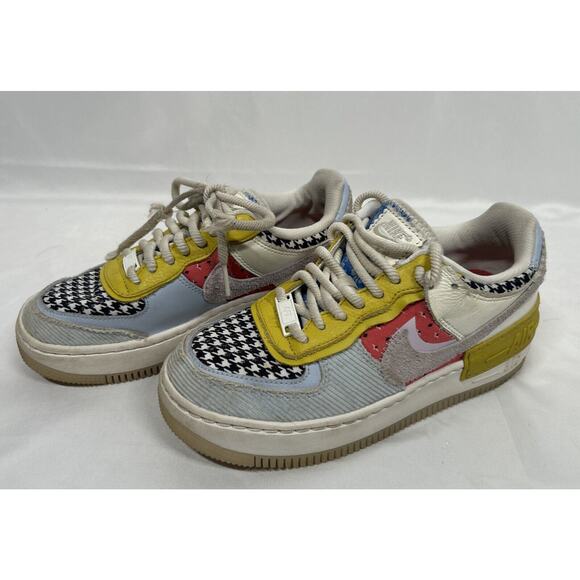 Nike AF1 Shadow Air Force Q Patchwork Houndstooth DM8076-100 Size 5.5 - Picture 1 of 5